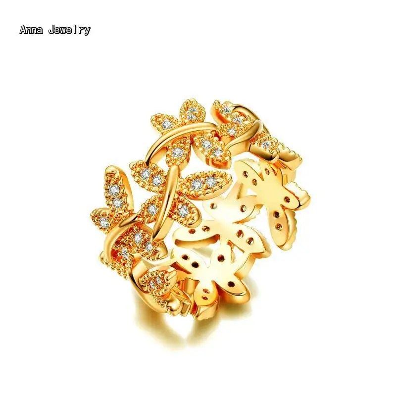 Новое Элегантное дизайнерское кольцо в форме бабочки из нержавеющей стали с