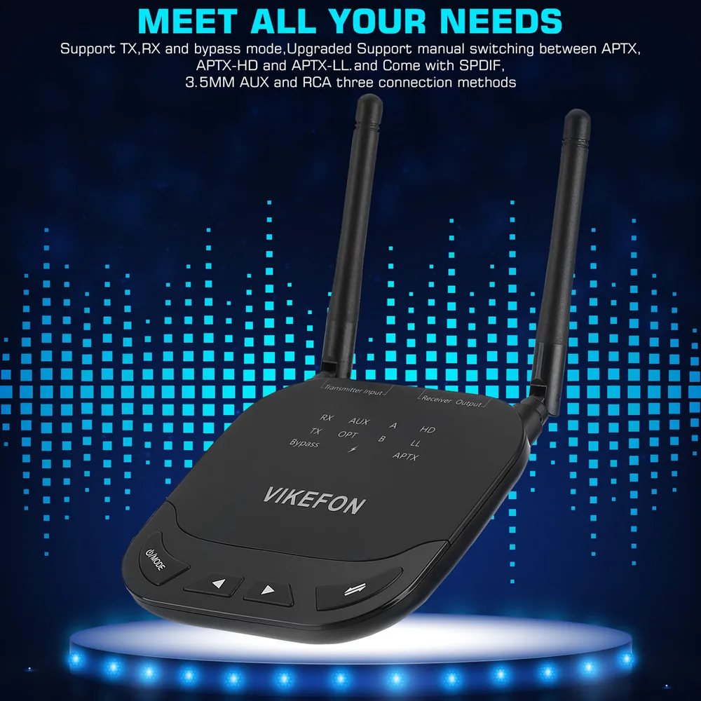 VIKEFON обновленный Bluetooth 5,0 аудио передатчик приемник 1000 мАч Поддержка aptX/HD/LL Переключатель 80 м/262ft длинный ранг беспроводной адаптер