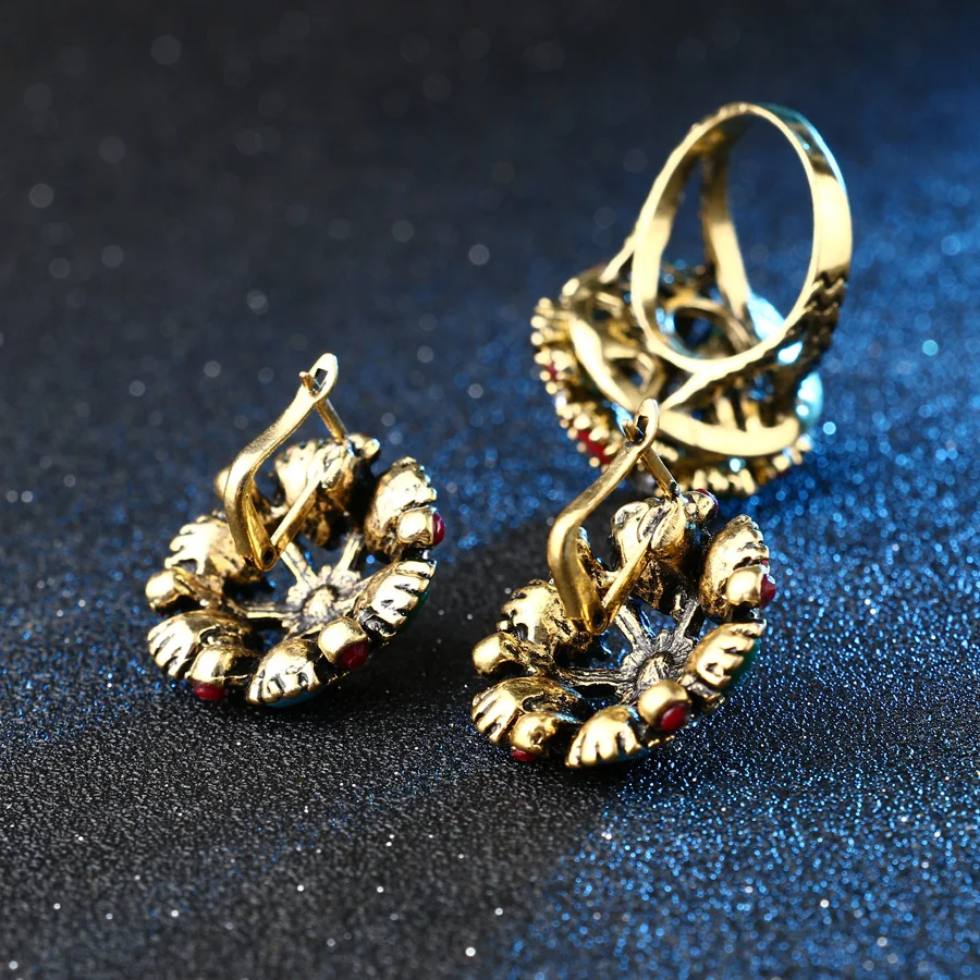 Женский винтажный Ювелирный Комплект роскошный комплект из 3 предметов цветной