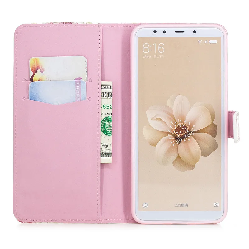 Кожаный чехол-книжка с откидной крышкой для Xiaomi Mi 8 A2 чехол-кошелек перьями и