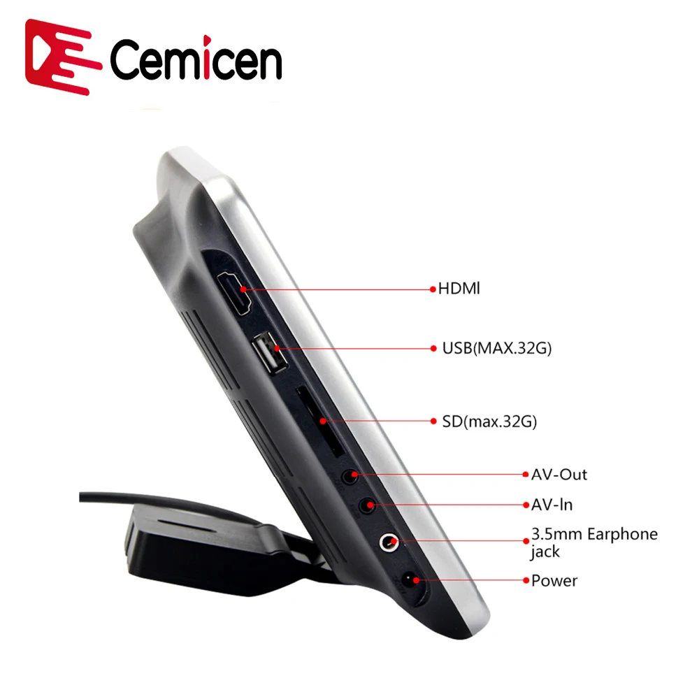 Cemicen 2 шт. 10,1 дюймов Автомобильный подголовник монитор HD цифровой ЖК-экран DVD Аудио Видео плеер с USB/SD/HDMI/IR/FM передатчик/игра