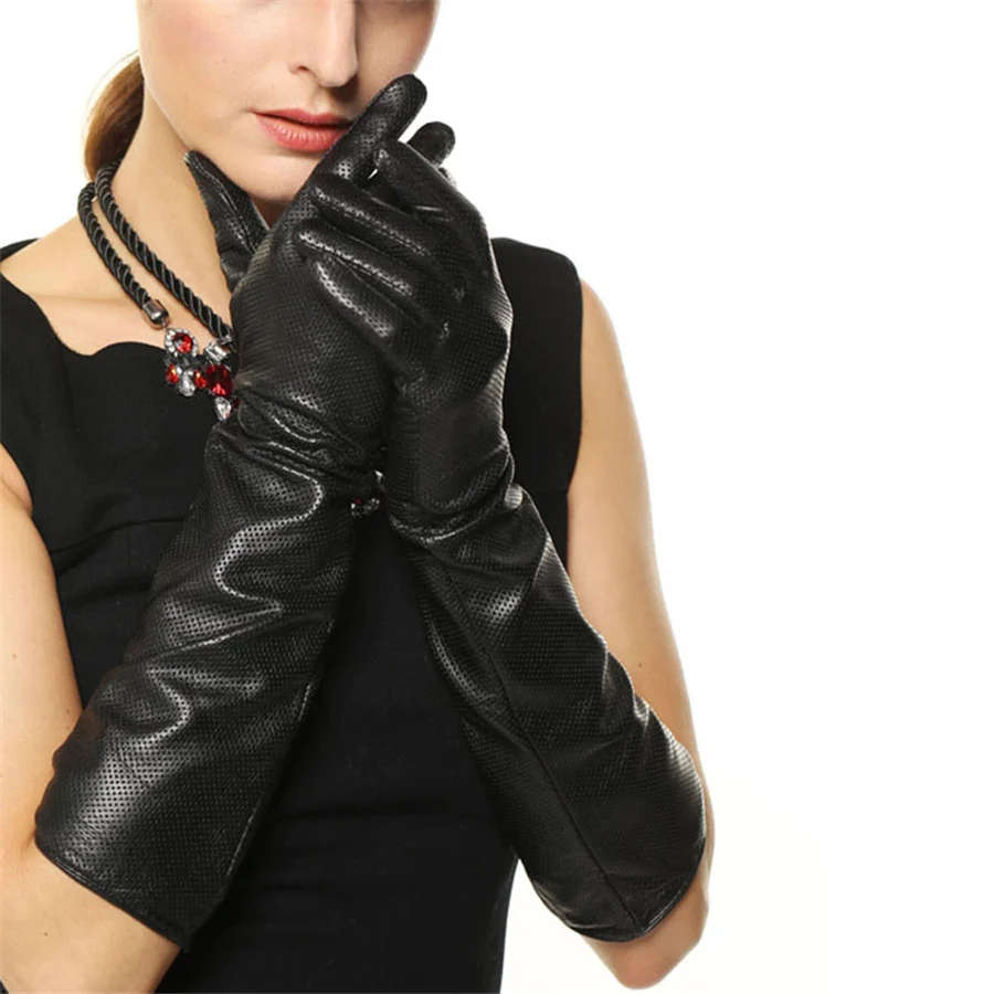 Перчатки женские из натуральной овечьей кожи длиной 45 см|sheepskin gloves|gloves for drivinggloves