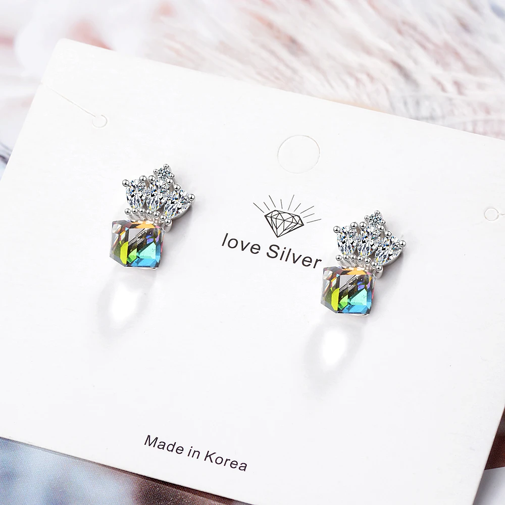 Женские вечерние серьги гвоздики Lekani украшенные кристаллами Swarovski из