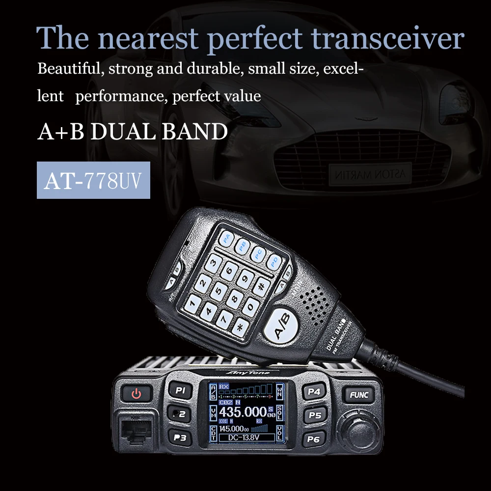Anytone AT-778UV, автомобильная радиостанция, рация, портативная рация для автомобиля, px comunicador, 10 км, Интерком, колонки 778