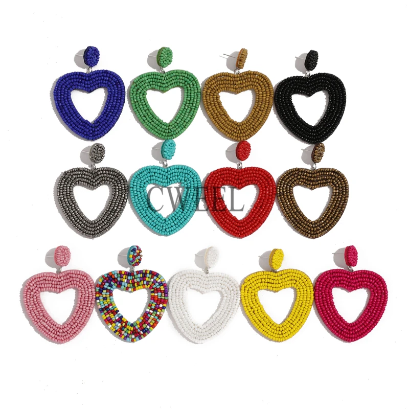 CWEEL INS Trendy Women Statement Earrings Boho Ethnic Colorful Dangle Drop Earrings Beads Tassel Fringe Party Wedding Jewelry