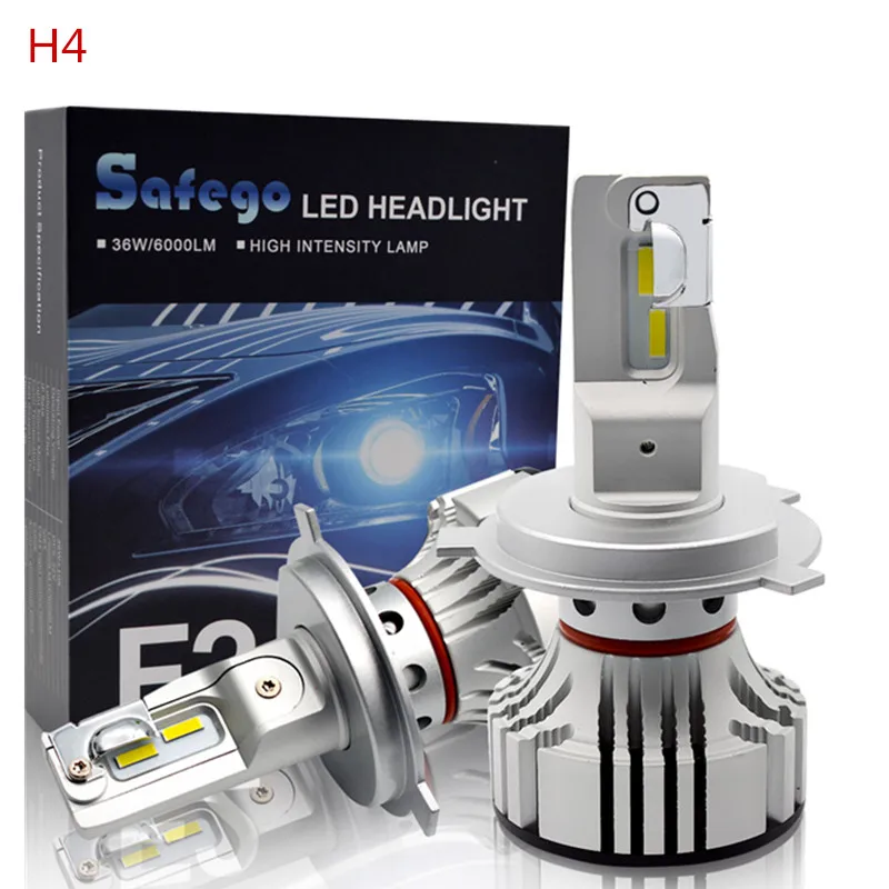 H4 Safego 36 Вт H4 Hi/короче спереди и длиннее сзади) автомобиль светодиодный фары комплект лампы H7 H8 H9 H11 9005 9006 4 супер яркий светодиодный чипы 6000Lm авто лампы белого цвета - Испускаемый цвет: H4