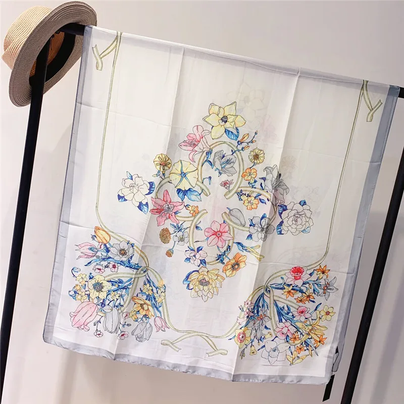 

Летняя женская блуза Camellia, женский тонкий Солнцезащитный Женский шарф, Женский Искусственный Шелковый фуляр с принтом