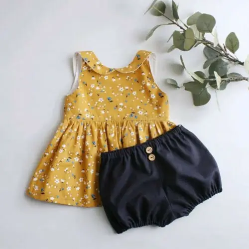 Одежда для маленьких девочек платье с цветами + шорты комплект из 3 предметов