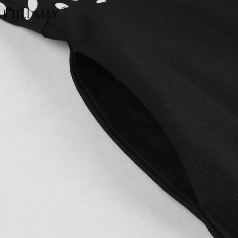 

JLI MAY Vintage Polka Dot Dress Summer 50s Party Sexy Elegant Women Clothes Halter Patchwork Sleeveless Sundress Knee-Length