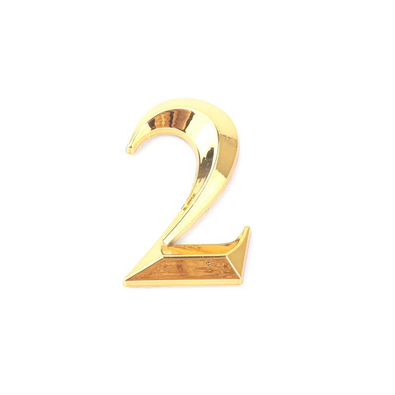 2 1 шт 5 см номерная пластина 0,1, 2,3, 4,5, 6,7, 8,9 Современная Золотая табличка номер квартира/отель/автомобиль DIY логотип наклейка пластина - Цвет: 2