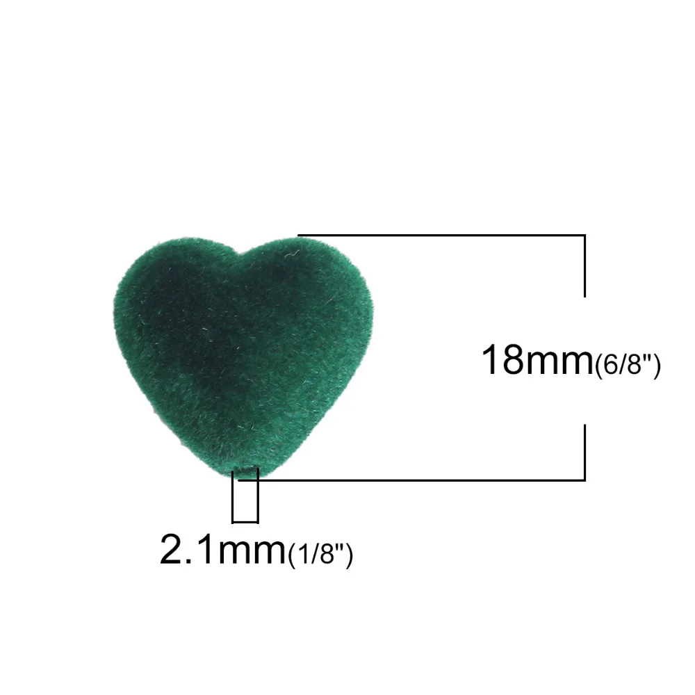 DoreenBeads акриловые шарики в форме сердца зеленый черный флокированные детали для