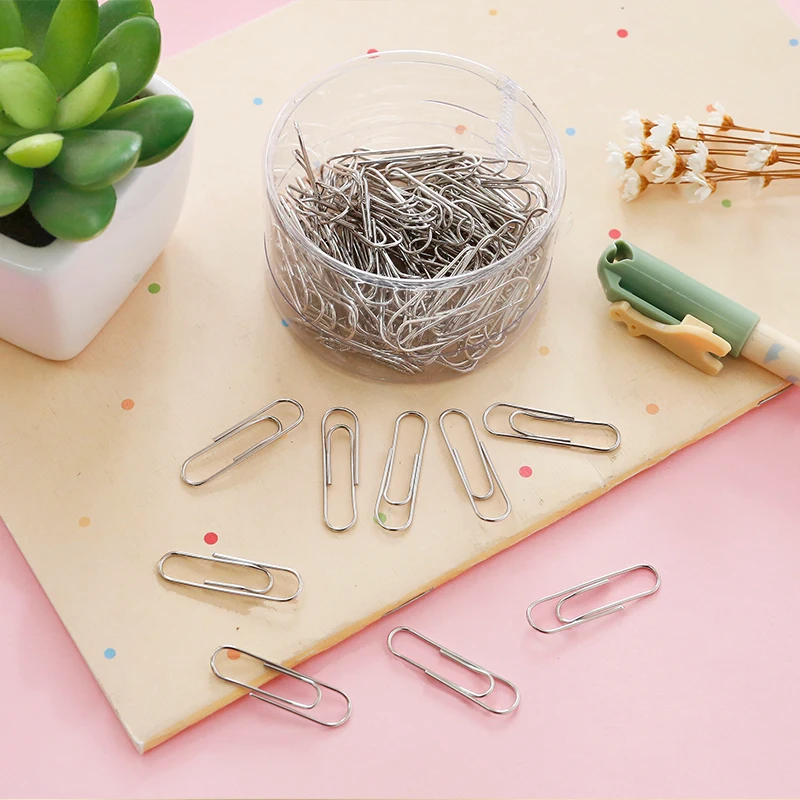 100pcs/set Creative Paper Clips Office Supplies Colorful Cute Staples Memo Clip Note Holder