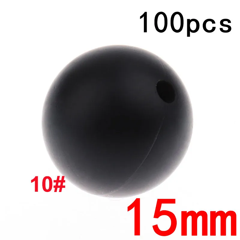 10black Fkisbox 100PC силиконовый Прорезыватель Beads15MM шарики Силиконовые Прорезыватели для зубов бусины Diy прорезиненное Силиконовое ожерелье для прорезывания зубов бусина Bpa бесплатно для кормления ребенка - Цвет: 10black