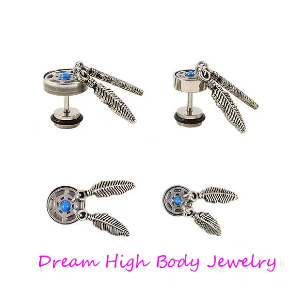 

Crystal Gem Dream catcher Lobe ear Cartilage Helix Tragus Stud Earring Barbell Ear Stud Retro 8mm 316l Stainless steel