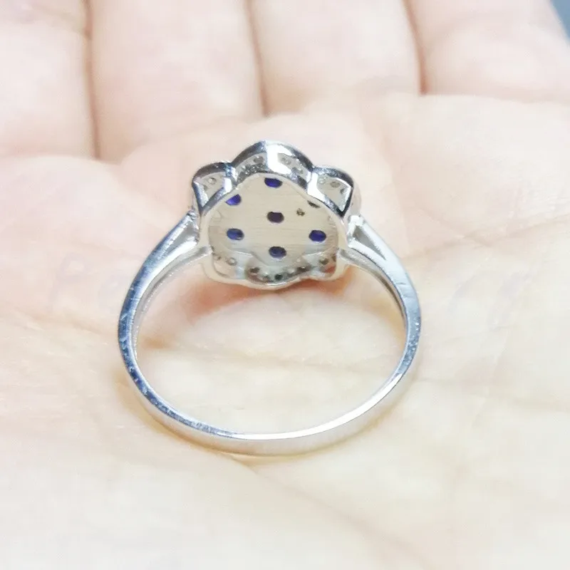 Кольцо с натуральным сапфировым цветком 0.2ct * 7 шт драгоценный камень Бесплатная