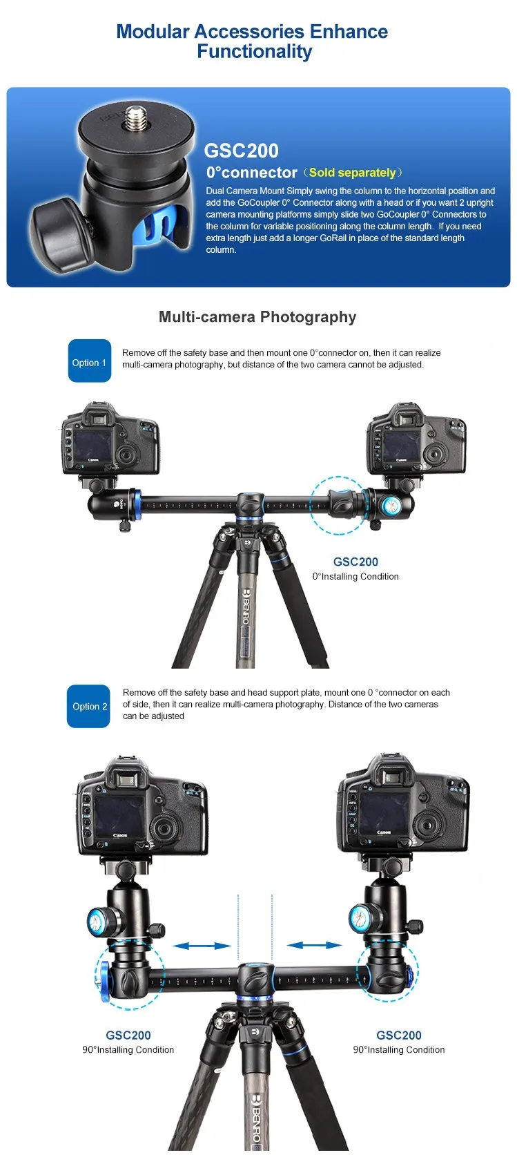 Benro штативы System Go Профессиональная зеркальная цифровая многокамерная фотография алюминиевый штатив 3/8 ''аксессуар резьба GA158T