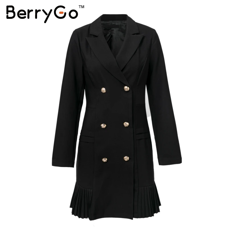 BerryGo офисный женский однотонный Блейзер платье элегантный с оборками