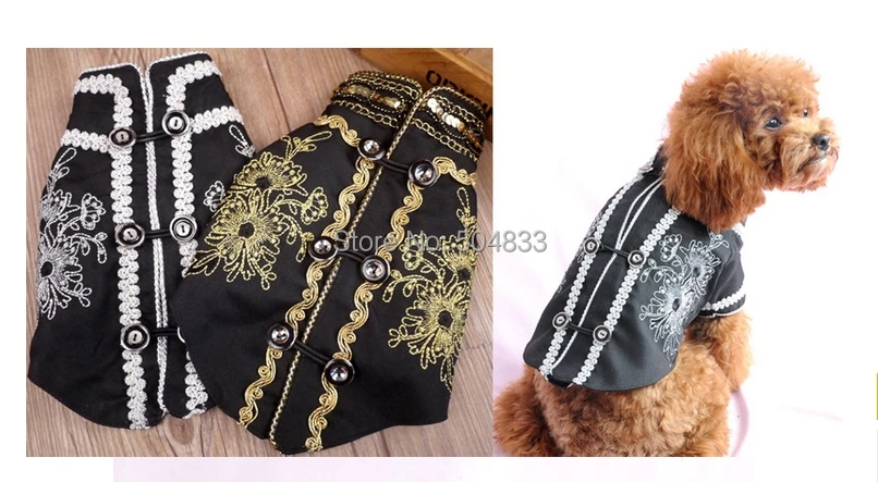 Длинный дизайнерский костюм для собак и кошек воротник смокинг вышитая рубашка