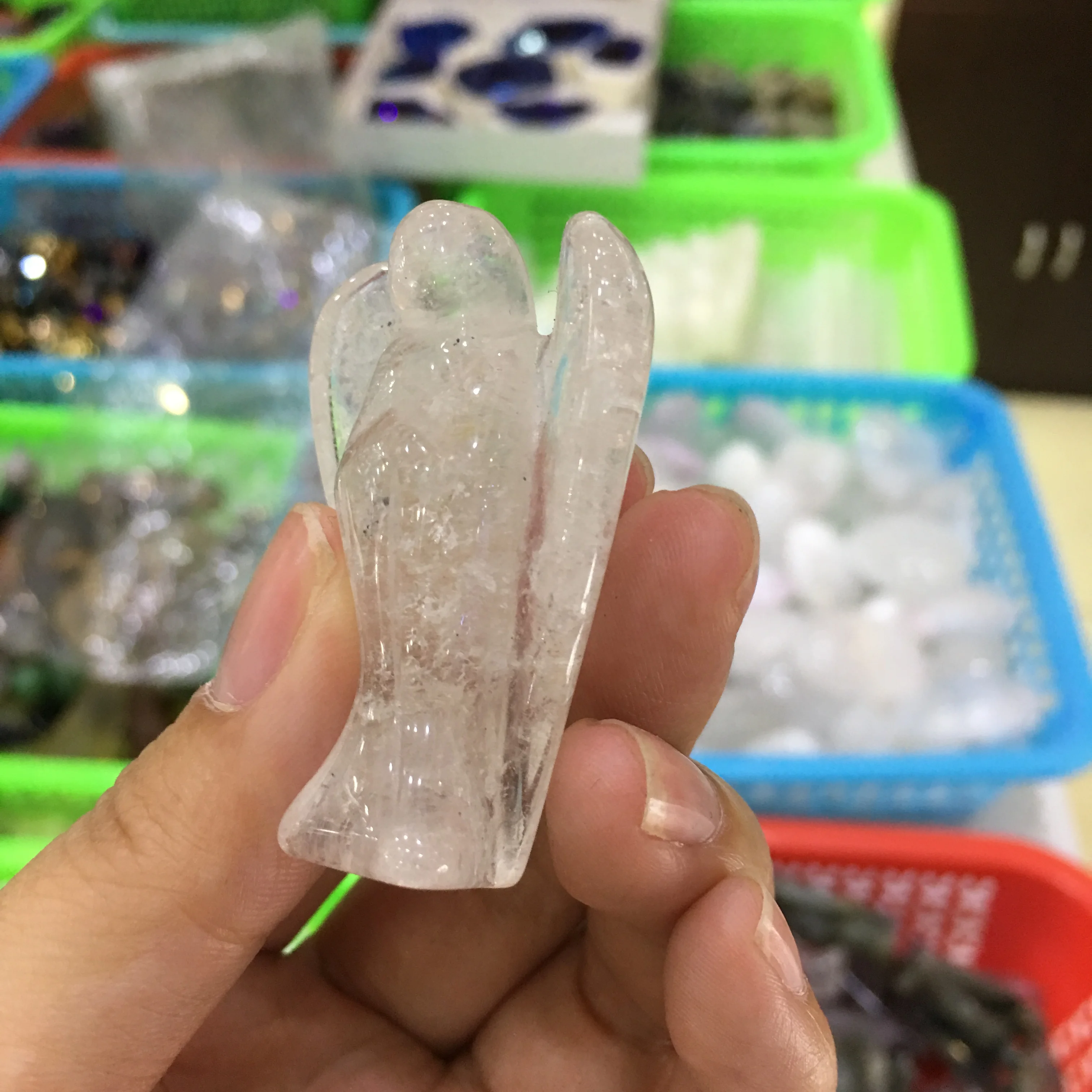Angel Shape white Crystal Stone Healing Reiki Energy Gemstone Pendant Craft Gift | Дом и сад