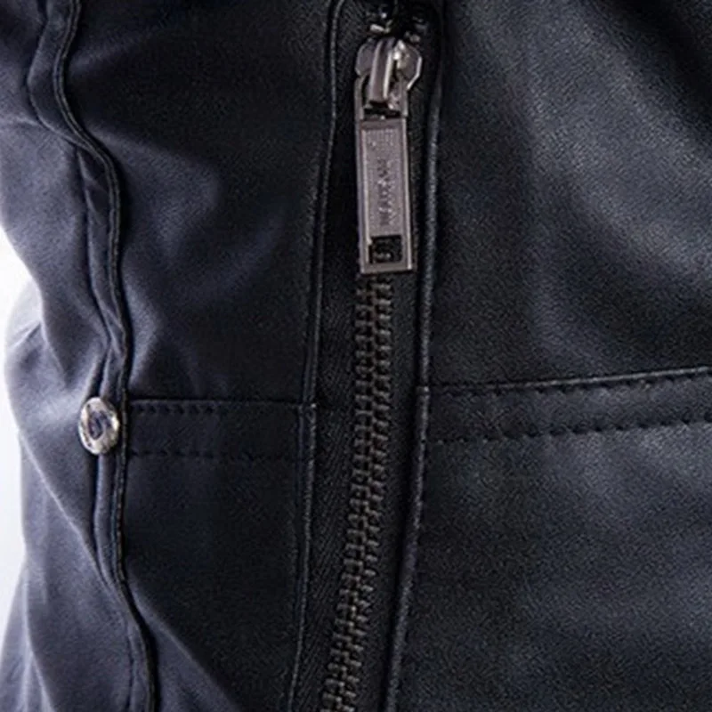 

Vogue Leather Jacket Men Winter Turn-down Collar Hooded Jaqueta De Couro Masculina PU Mens Faux Fur Coats Homme Motorcycle