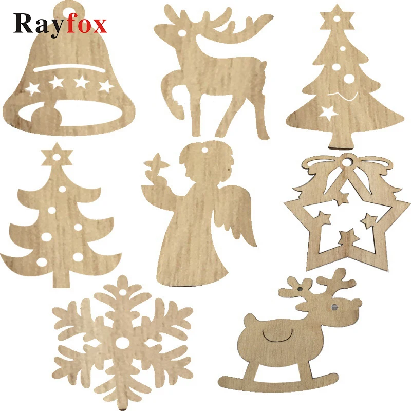Navidad 2018 7 см DIY деревянный подвесной орнамент Рождественская елка украшения