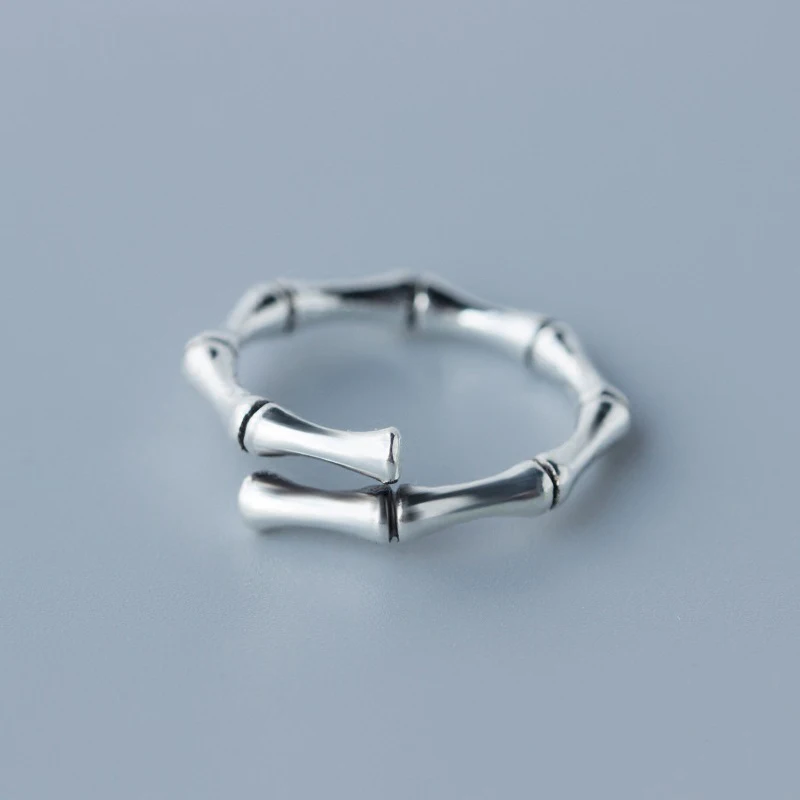 

Женское кольцо из бамбука MloveAcc, Винтажное кольцо с регулируемым размером, свадебное ювелирное изделие из стерлингового серебра 925 пробы