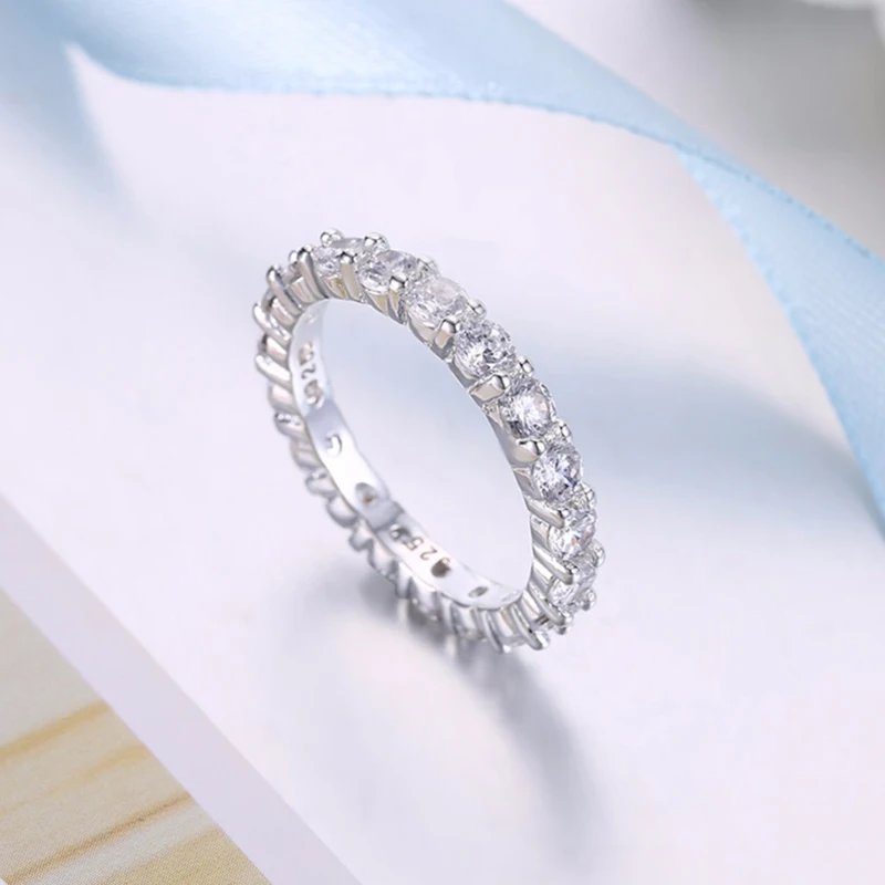 Yanleyu Luxury One Row AAA Cubic Zircon Wedding Rings for Women Real 925 Sterling Silver Engagement Jewelry PR127 | Украшения и