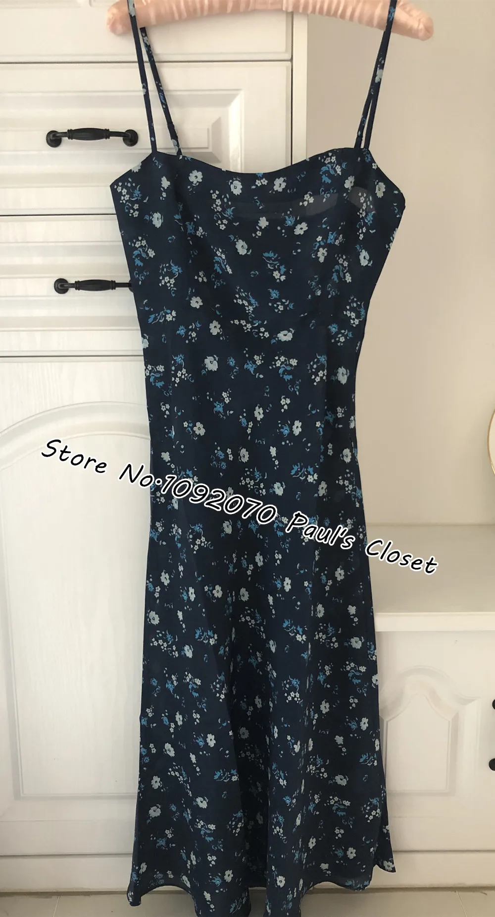 Women The Amelia In Midnight Adjustable Spaghetti Straps Silk Midnight Floral Midi Dress