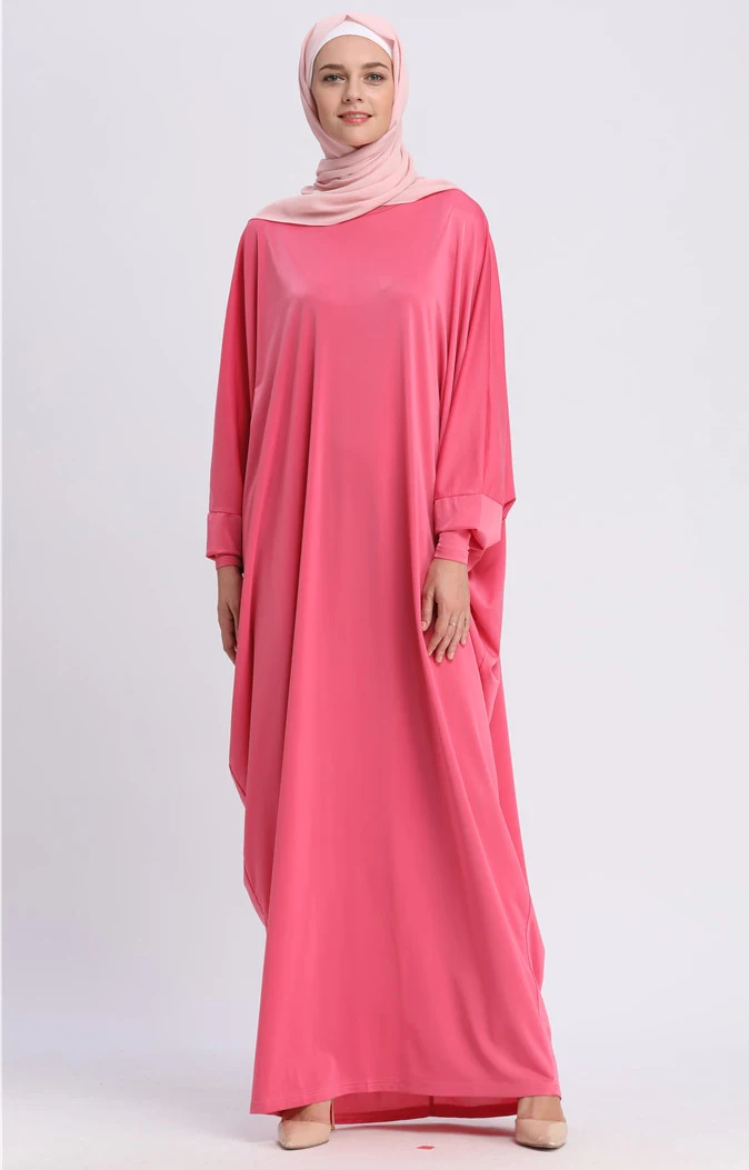 Women Muslim Dress Patchwork Long Batwing Sleeve Asymmetrical Plus Size Jilbab femme musulmane Dubai Turkish Islamic Clothing |