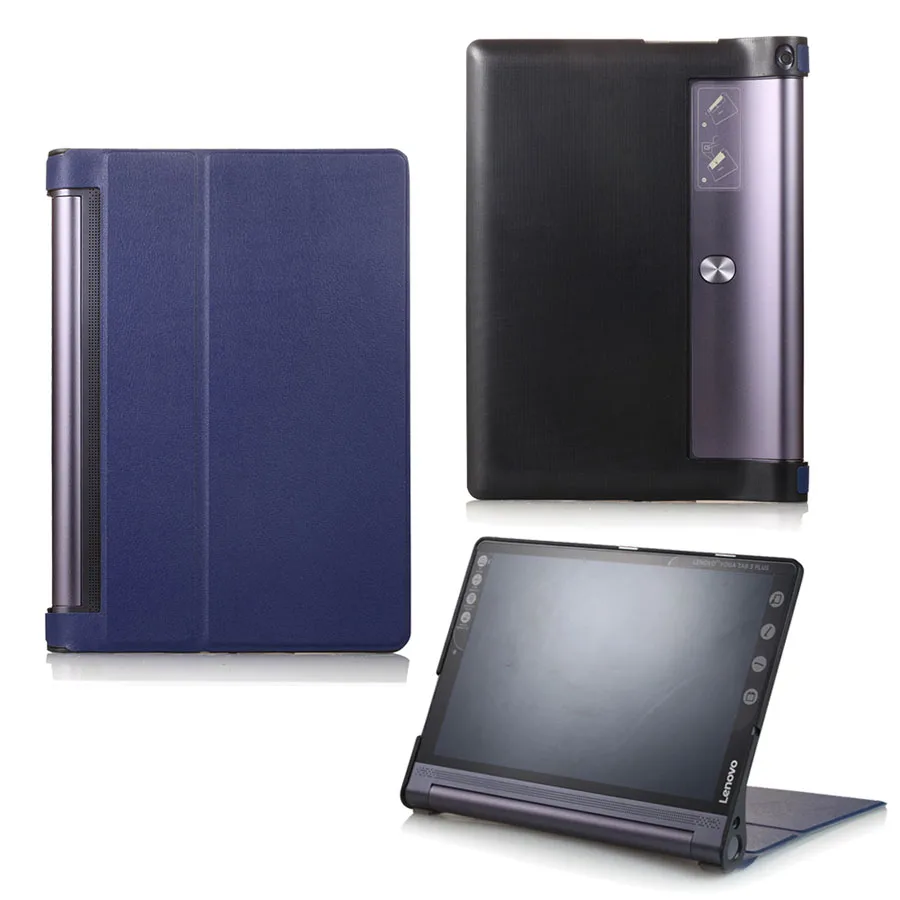 Dark Blue Флип-чехол для lenovo YOGA TAB3 Plus 10,1 YT-X703 и Yoga Tab 3 Pro X90 X90F X90L планшет из искусственной кожи защитный чехол+ пленка+ ручка - Цвет: Dark Blue