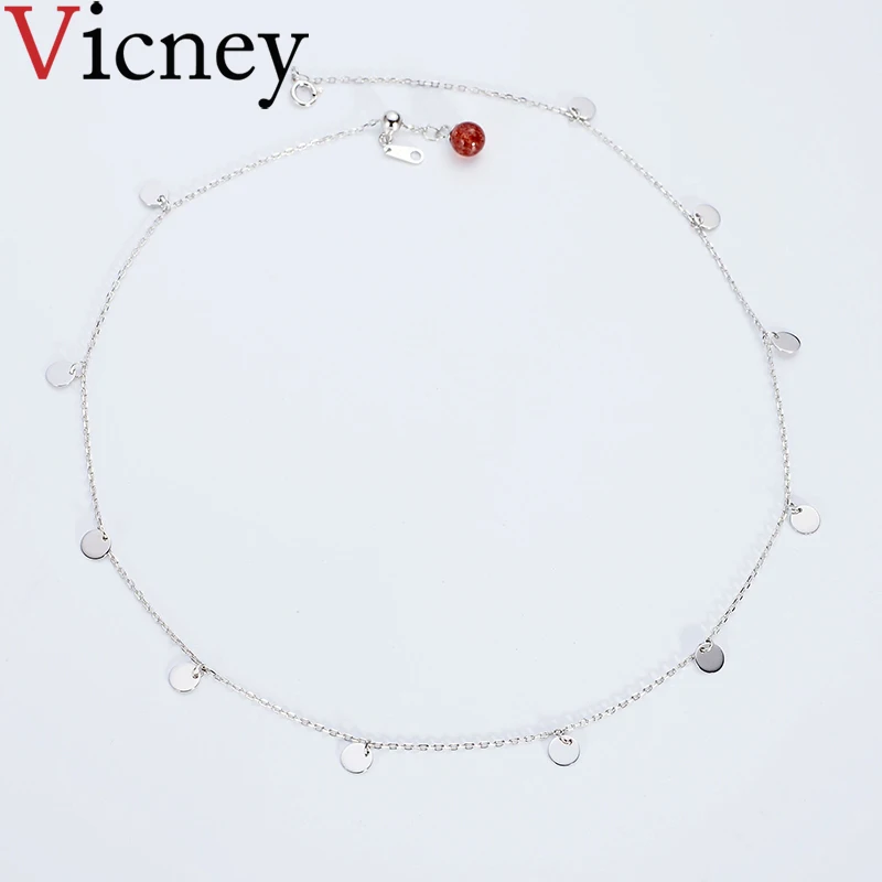 Vicney 2019 Мода 100% Серебро 925 пробы ожерелье клубника Crystal Круглый чокер с блестками