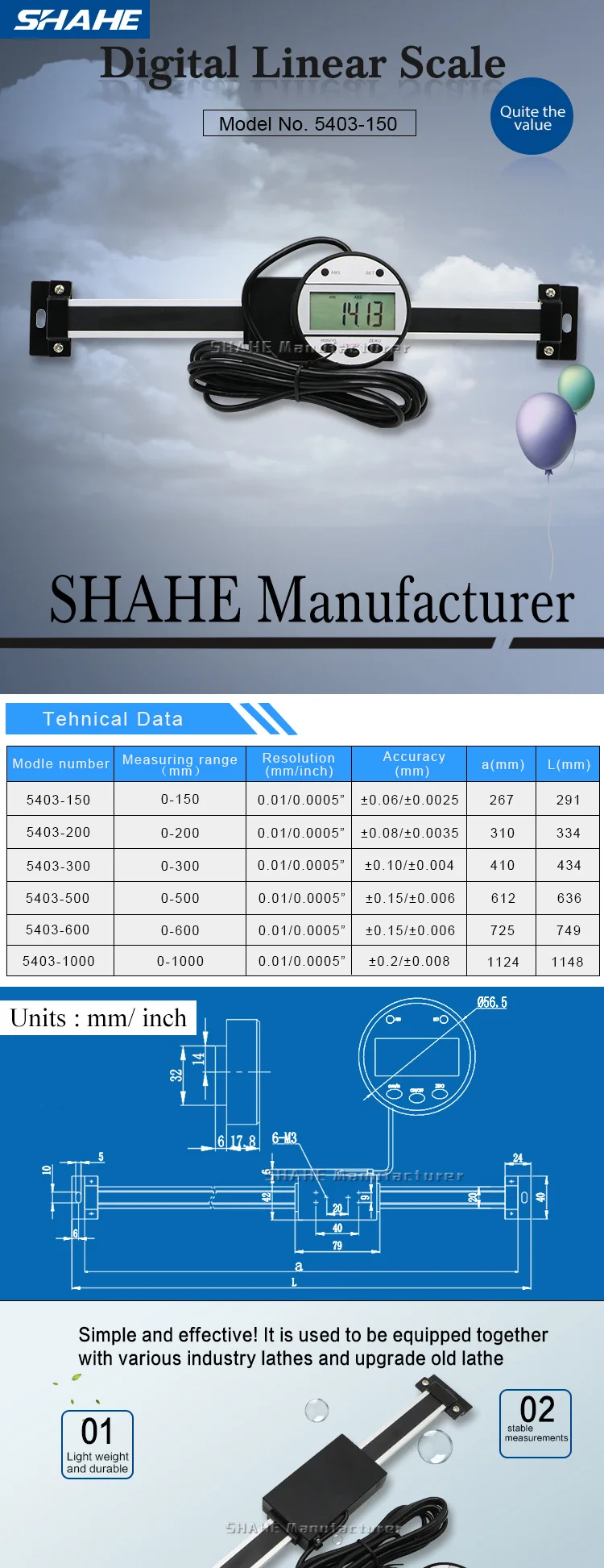 Shahe 150 мм " 0,01 мм DRO Магнитный дистанционный цифровой индикация Цифровая Линейная Шкала внешний дисплей