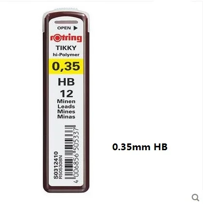0.35mm HB Rotring механический карандаш 0,35 мм/0,5 мм 0,7 мм/1,0 мм автоматические стержни для карандаша эскиз дизайн 4 шт./лот - Цвет: 0.35mm HB