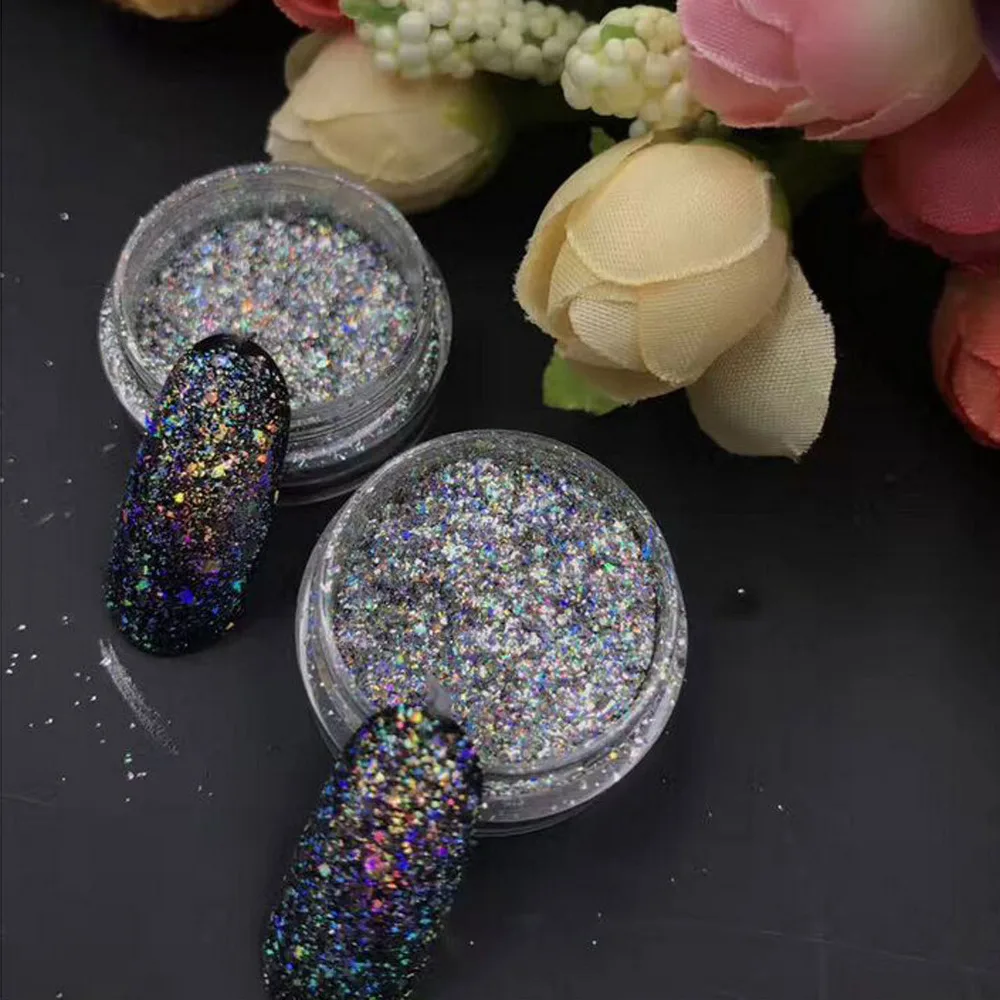 1 коробка 0 2 г Лазерная пудра Хамелеон волшебное зеркало хром блестящий порошок