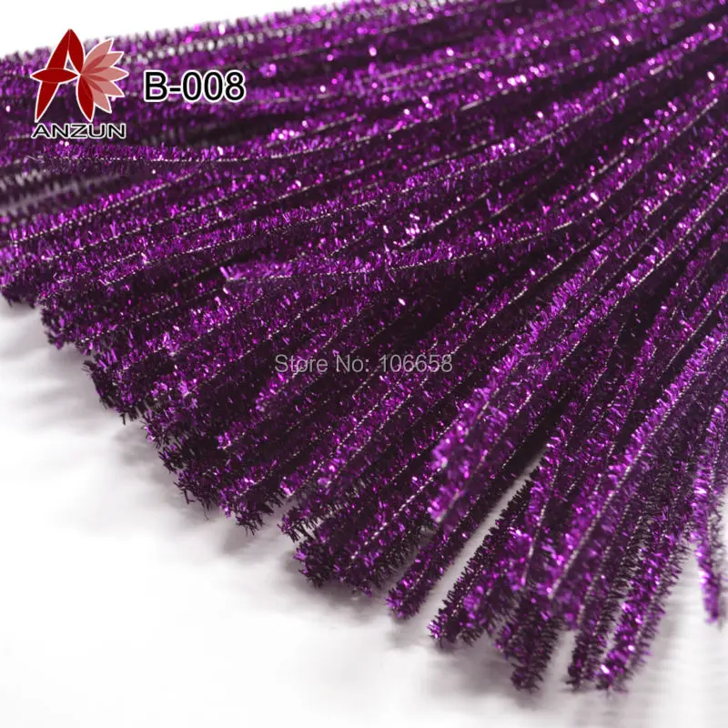 

100 шт., стебли синели 6 мм x 300 мм, рождественские украшения «сделай сам», аксессуары для украшения рождественской елки, фиолетовый