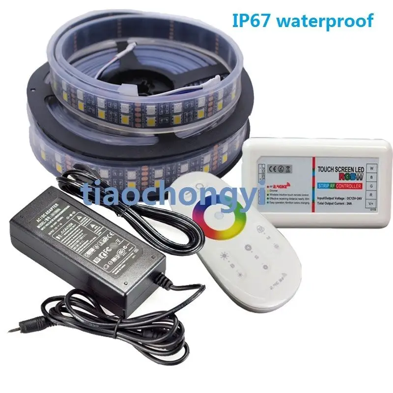 24V 5M 5050 RGBWW теплый белый 600LED двухрядная Светодиодная лента IP67 + контроллер