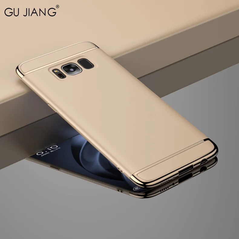 GU JIANG Luxury Full Cover 3 in 1 Phone Bag for Samsung Galaxy S8 &amp PLUS Hard PC Electronic- plating Protector Case Shell |