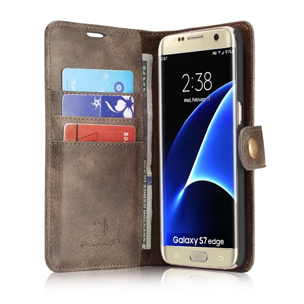 Роскошный кожаный чехол-книжка для samsung Note 10 Plus Note 9, 8, S7 Edge, S8, S9 Plus, съемный магнитный чехол со слотом для карт