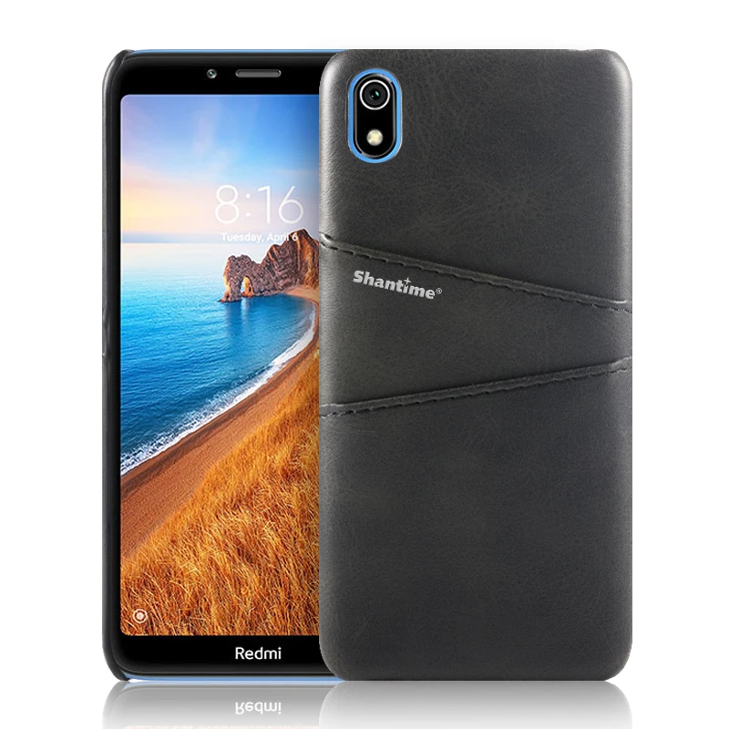 Black Роскошная винтажная Обложка на заднюю панель из искусственной кожи для Xiaomi Redmi 7A чехол для телефона для Xiaomi Redmi 7A чехол со слотом для карт - Цвет: Black
