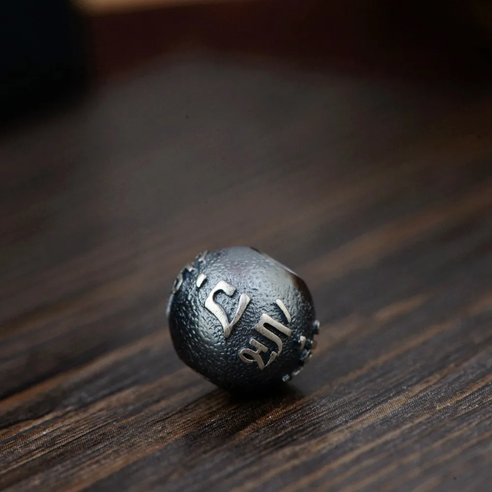 S92 Solid Sterling SIL Om Mani Padme Hum 12mm Round Spacer Bead Charm DIY A2472 | Украшения и аксессуары