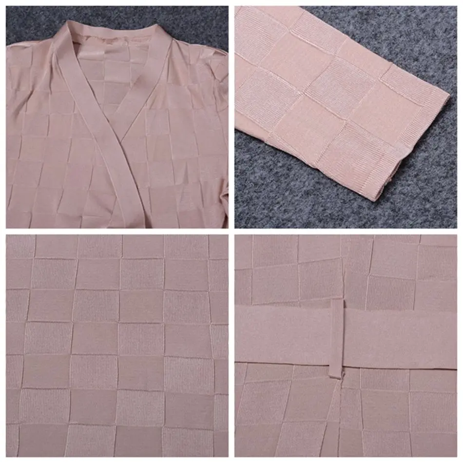 Женский подиумный кардиган в клетку абрикосовый с широкой талией и открытым