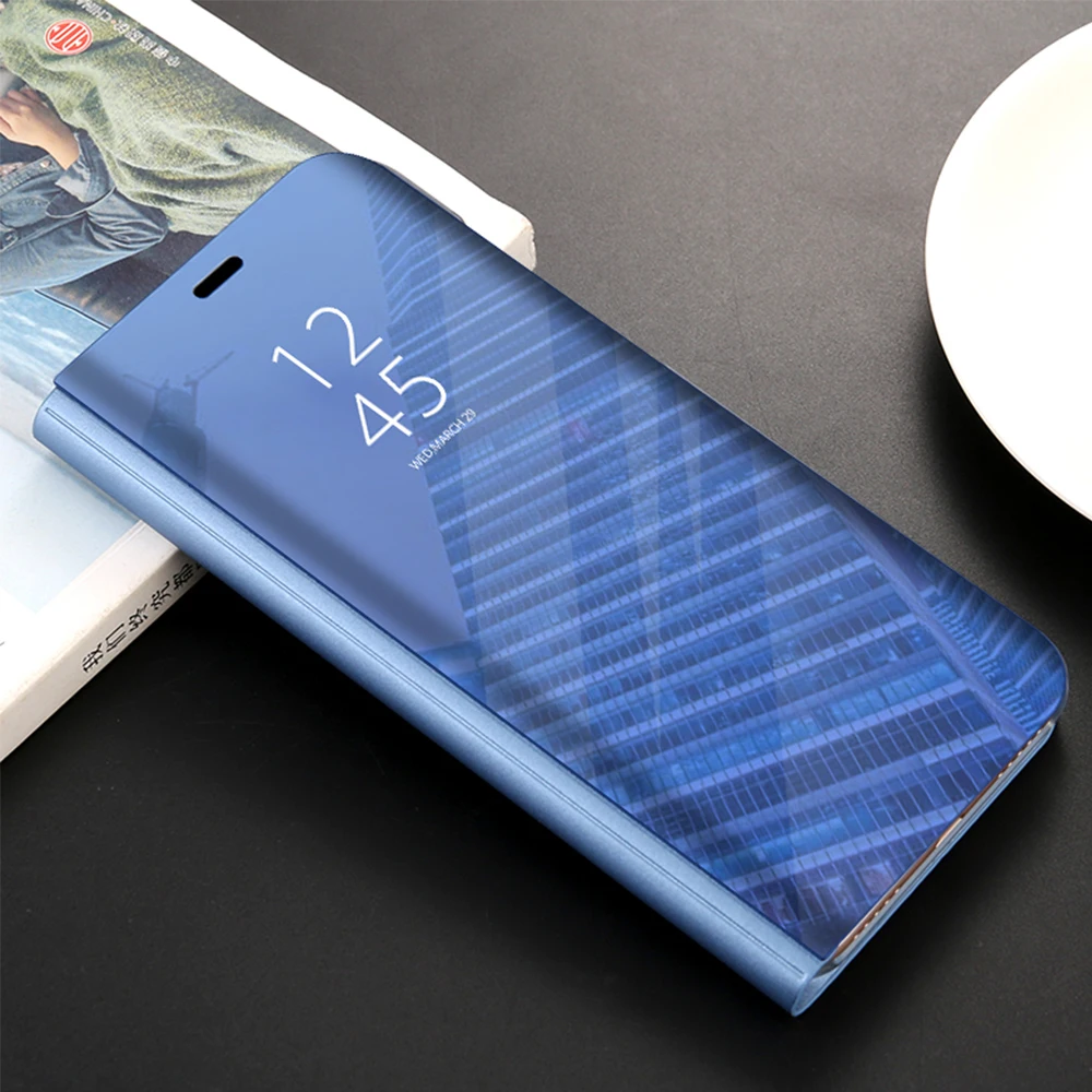 Умный прозрачный зеркальный чехол для Xiaomi Mi A1 5X кожаный книжка MiA1 Mi5X Redmi 5 Plus Note 5A
