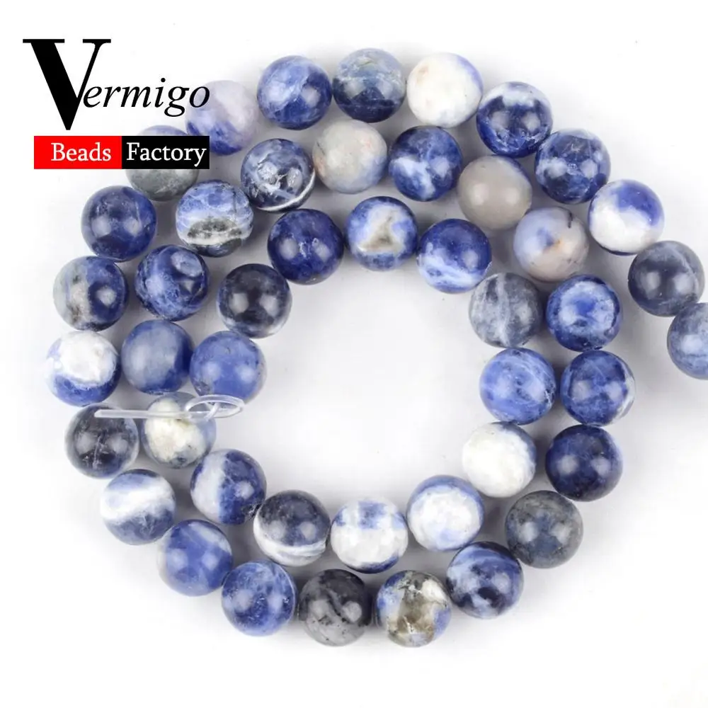 New Sodalite Натуральный микс драгоценных камней, Агаты, минералы, бусины, аметисты, лазурит, круглые бусины для браслета, изготовления ювелирных изделий, 4-12 мм, сделай сам - Цвет: New Sodalite