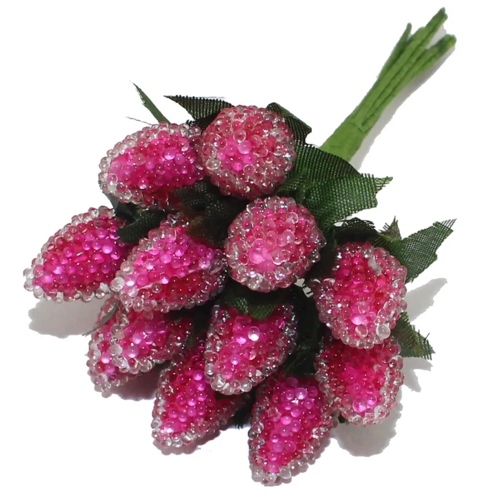 CCINEE 12 шт./лот, 6 цветов, искусственная клубника, тычинка
