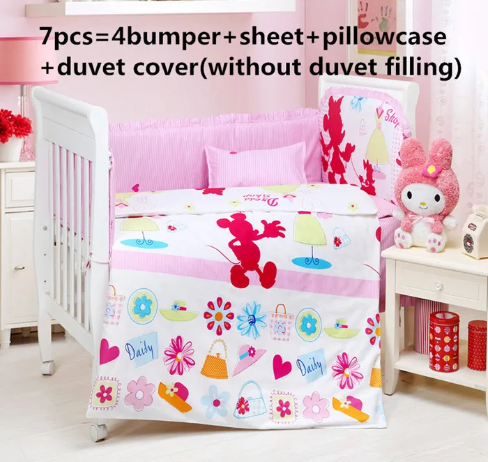 

Promotion! 6/7PCS Baby Crib Sets,100% Cotton Fabrics Baby Bedding Sets,Safe Environmental Protection , 120*60/120*70cm