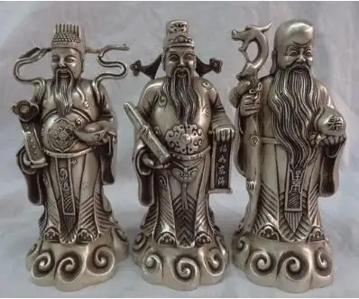 Китай Серебро 3 жуй YuanBao долголетие звезда Маммона Бог шоу персик Фу Лу статуя |