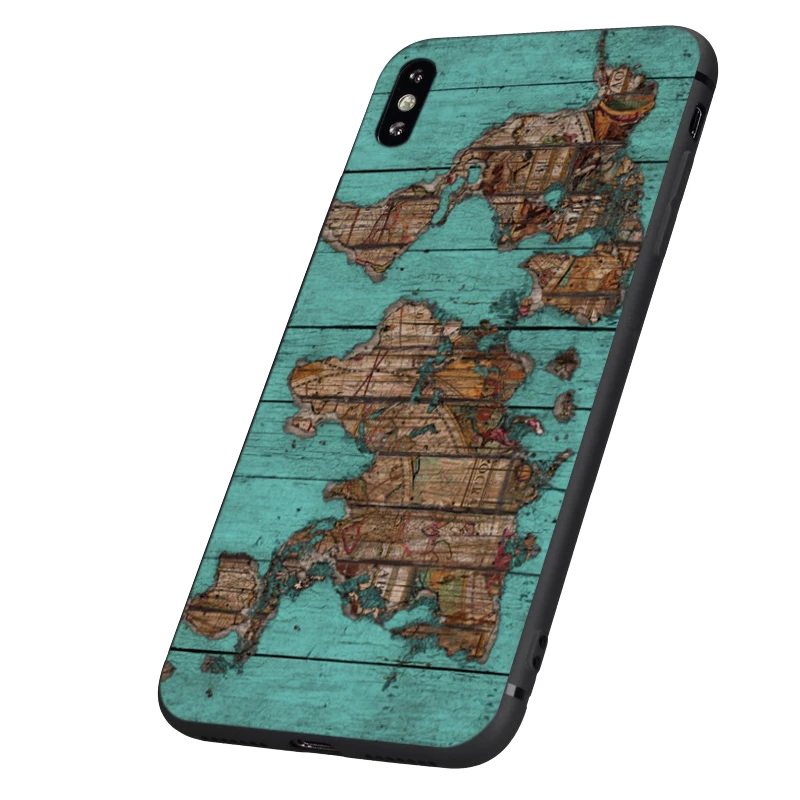 Черный ТПУ чехол для iphone 5 5s se 6 6s 7 8 plus x 10 силиконовый XR XS 11 pro MAX путешествий карта
