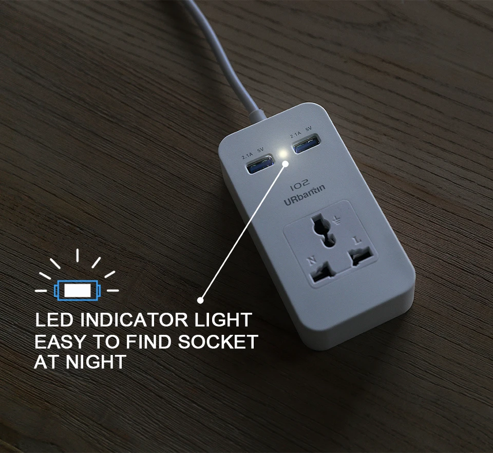 Urbantin 1AC розетки 2 USB выхода мощность полосы цвет Смарт USB гнездо быстрой зарядки с ЕС Австралия Великобритания США адаптер Домашняя электроника