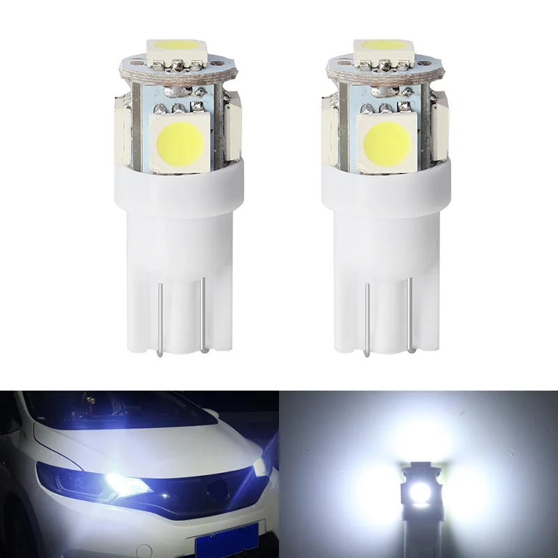 2 шт. Автомобильные светодиодные лампы T10 5050 SMD 5 белые/красные/синие габаритные