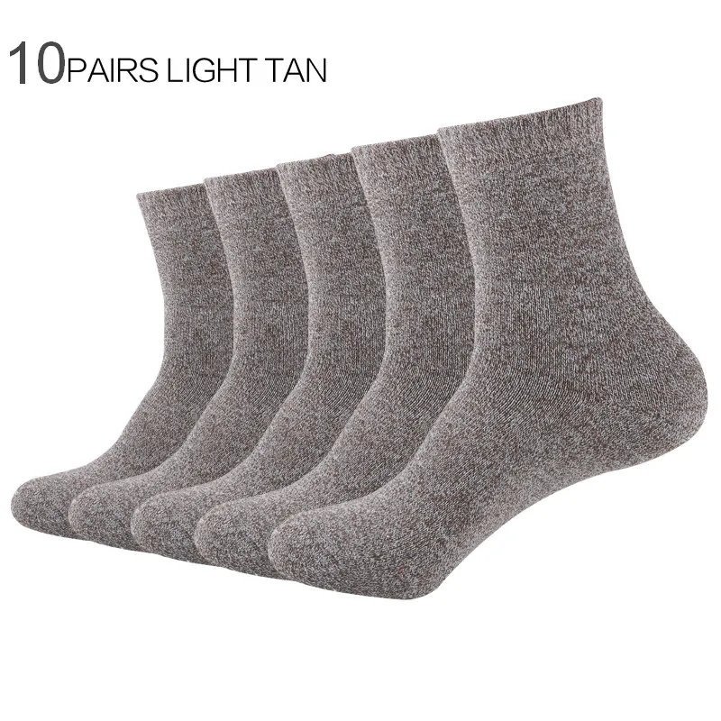 5Pair Light Tan 5 пар/лот, мужские Модные Цветные махровые носки, зимние, высокое качество, плотные, теплые, хлопковые, махровые носки для мужчин, горячая Eur40-44 - Цвет: 5Pair Light Tan